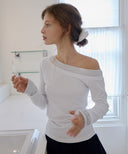 Letters Layered One-Shoulder T-Shirt