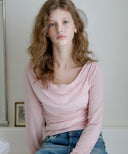 Letters Drape Shirring T-Shirt