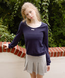 Letters Uneck Two-Way Knit