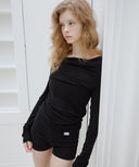 Letters Drape Shirring T-Shirt