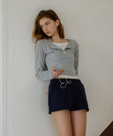 Logo Silver Embroidered Layered T-shirt