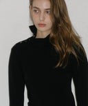 Side Button Basic Turtleneck