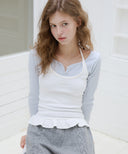 Letters Frill Label Halter Neck Top