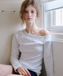 Letters Layered One-Shoulder T-Shirt