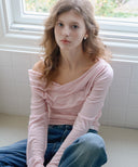 Letters Drape Shirring T-Shirt