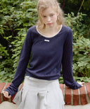 Letters Uneck Two-Way Knit