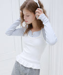 Letters Frill Label Halter Neck Top