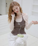 Letters Frill Label Halter Neck Top