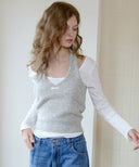 Letters Hairy Bustier Wool Knit
