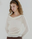 Letters Drape Shirring T-Shirt