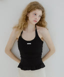 Letters Frill Label Halter Neck Top