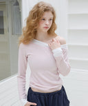 Letters Layered One-Shoulder T-Shirt