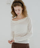Letters Drape Shirring T-Shirt
