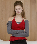 Letters Punching Halterneck Cashmere Vest
