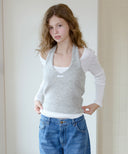 Letters Hairy Bustier Wool Knit