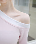 Letters Layered One-Shoulder T-Shirt