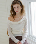 Letters Drape Shirring T-Shirt