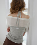 Letters Punching Halterneck Cashmere Vest