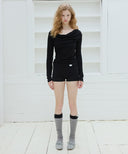 Letters Drape Shirring T-Shirt