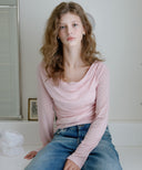 Letters Drape Shirring T-Shirt