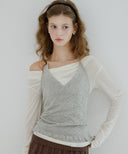 Letters Drape Shirring T-Shirt
