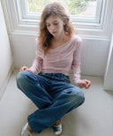 Letters Drape Shirring T-Shirt