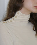 Side Button Basic Turtleneck