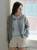 Deep U-neck Punching Wool Cardigan