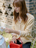 Deep U-neck Punching Wool Cardigan