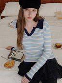 Striped Slim Fit Collar Knit