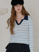 Striped Slim Fit Collar Knit