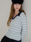 Striped Slim Fit Collar Knit