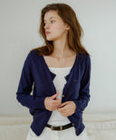 Letters U-neck Basic Cardigan