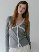 Cross Lace V-Neck Cardigan
