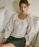 Sage Eyelet Frill Blouse
