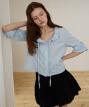 Claire Ribbon Ruffle Balloon Blouse
