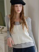 Frill Button Knit Wool Vest