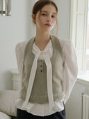 Frill Button Knit Wool Vest
