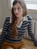Striped Slim Fit Collar Knit