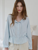 Delia Dot Banding Blouse