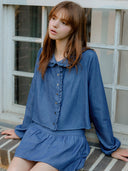 Poi Frill Denim Blouse