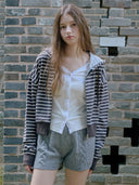 Sena Stripe Cotton Hooded Zip-Up
