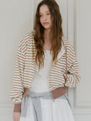 Sena Stripe Cotton Hooded Zip-Up