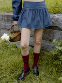 Poi Lace Denim Skirt