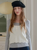 Frill Button Knit Wool Vest