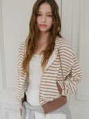 Sena Stripe Cotton Hooded Zip-Up