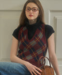 Halter-neck Argyle Wool Vest