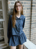 Poi Frill Denim Blouse
