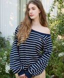 Edin Off-Shoulder Stripe Sweatshirt
