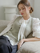 Frill Button Knit Wool Vest